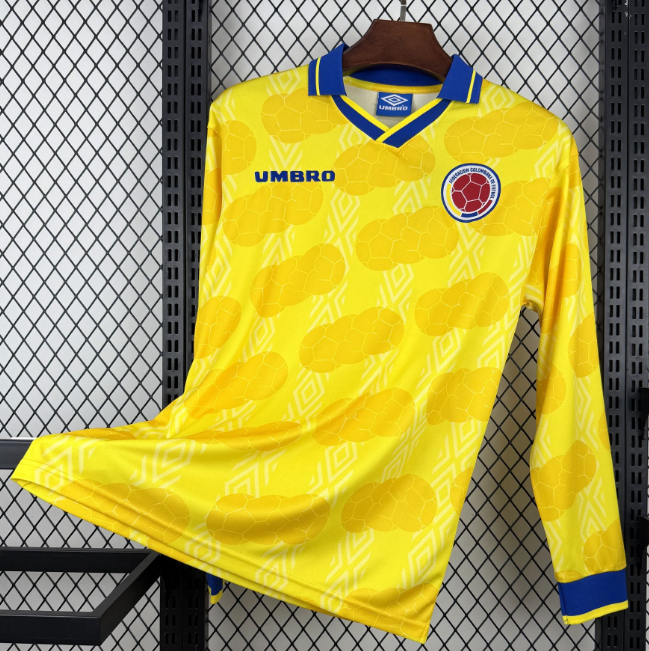 1994 Colombia Retro Long Sleeve Home Soccer Jersey Shirt